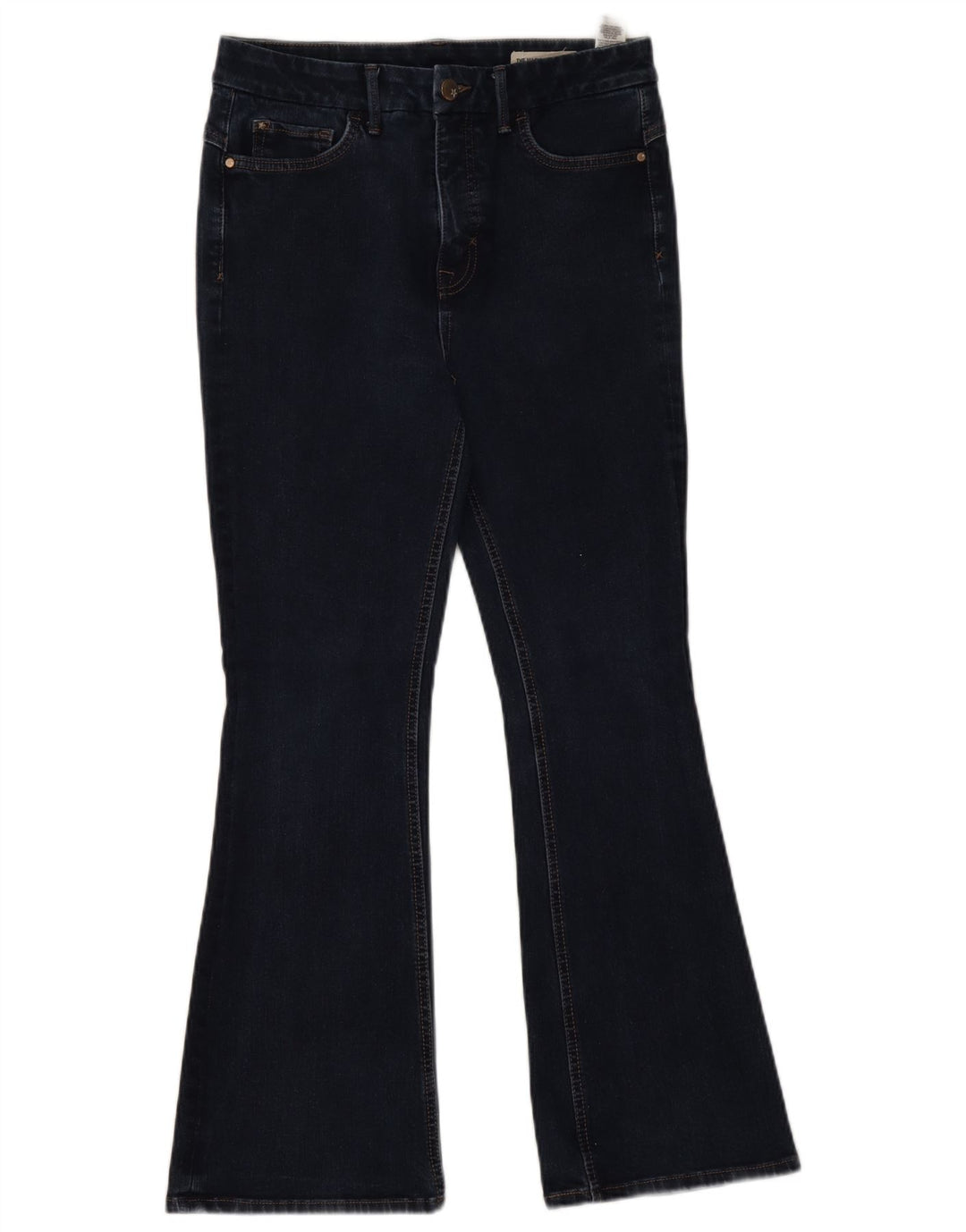 Marks & Spencer Jean évasé pour femme UK 12 Medium W28 L27 Bleu marine Coton