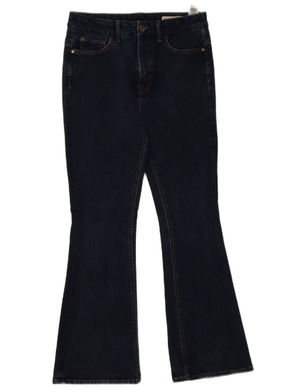 Marks & Spencer Jean évasé pour femme UK 12 Medium W28 L27 Bleu marine Coton