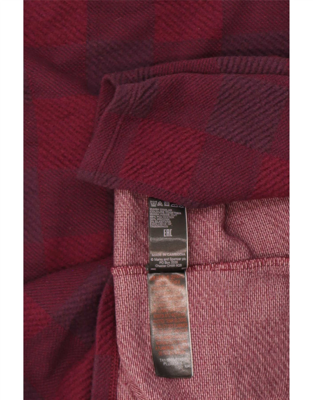Marks & Spencer Haut à manches longues pour femme UK 44 Grand carreaux violets Polyester