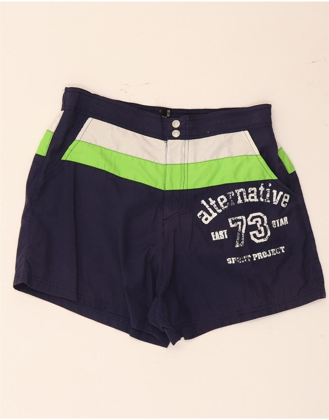 Fila Short de bain graphique homme petit bleu marine en polyester color block
