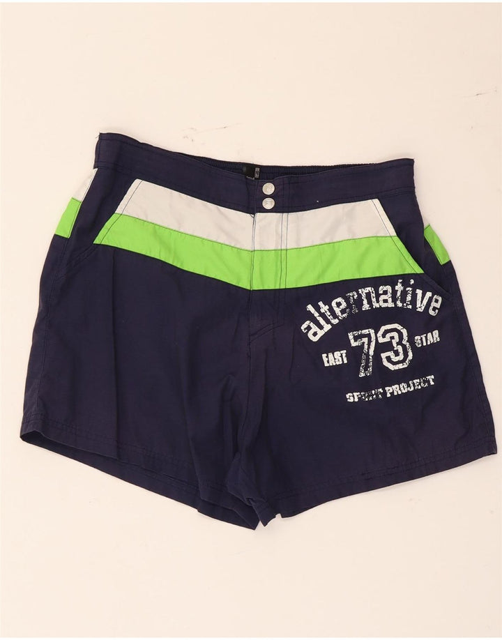 Fila Short de bain graphique homme petit bleu marine en polyester color block