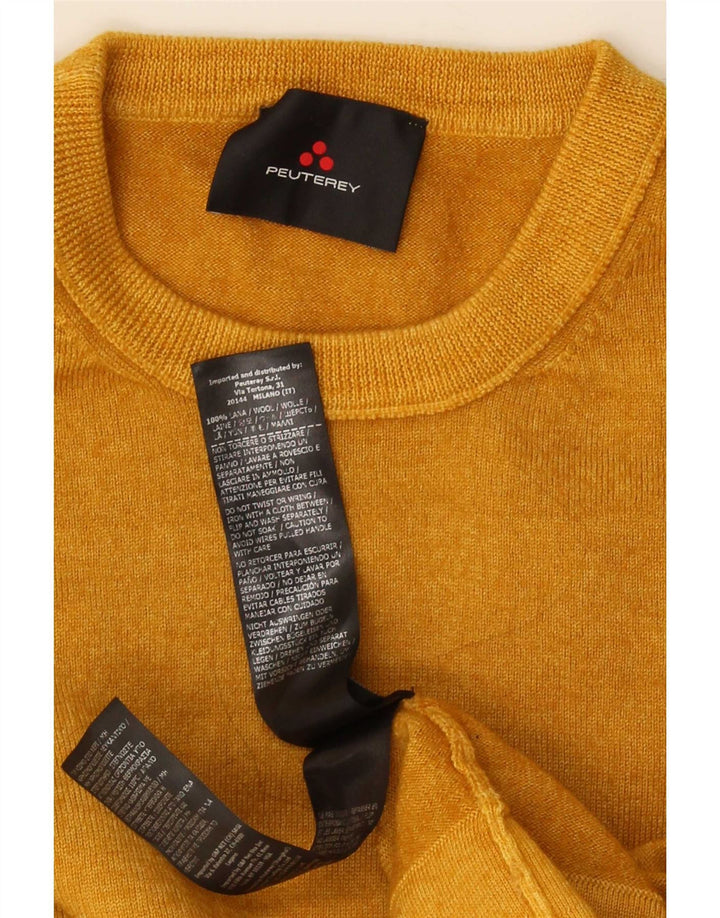 PEUTEREY Pull à col rond pour femme UK 16 Large Jaune Laine