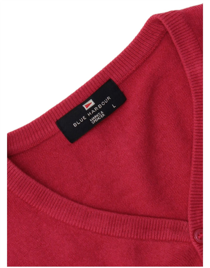 Marks & Spencer Pull col en V pour femme UK 16 Large Rose