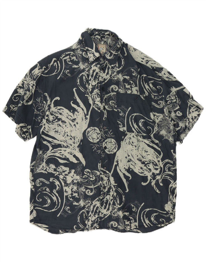 REPORT Chemise à manches courtes pour homme Taille 41/42 Grand Bleu Marine Paisley