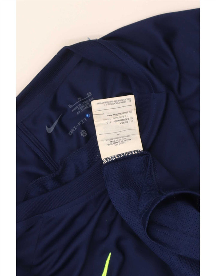 Nike Hommes Dri Fit T-Shirt Haut XL Bleu Marine Colorblock Polyester