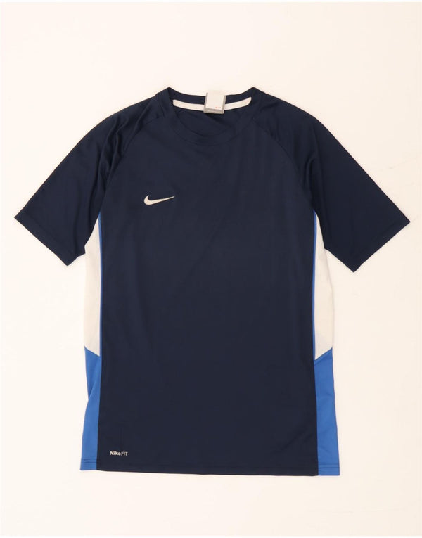 Nike Garçons Dri Fit T-Shirt Top 13-14 ans XL Bleu Marine Colorblock