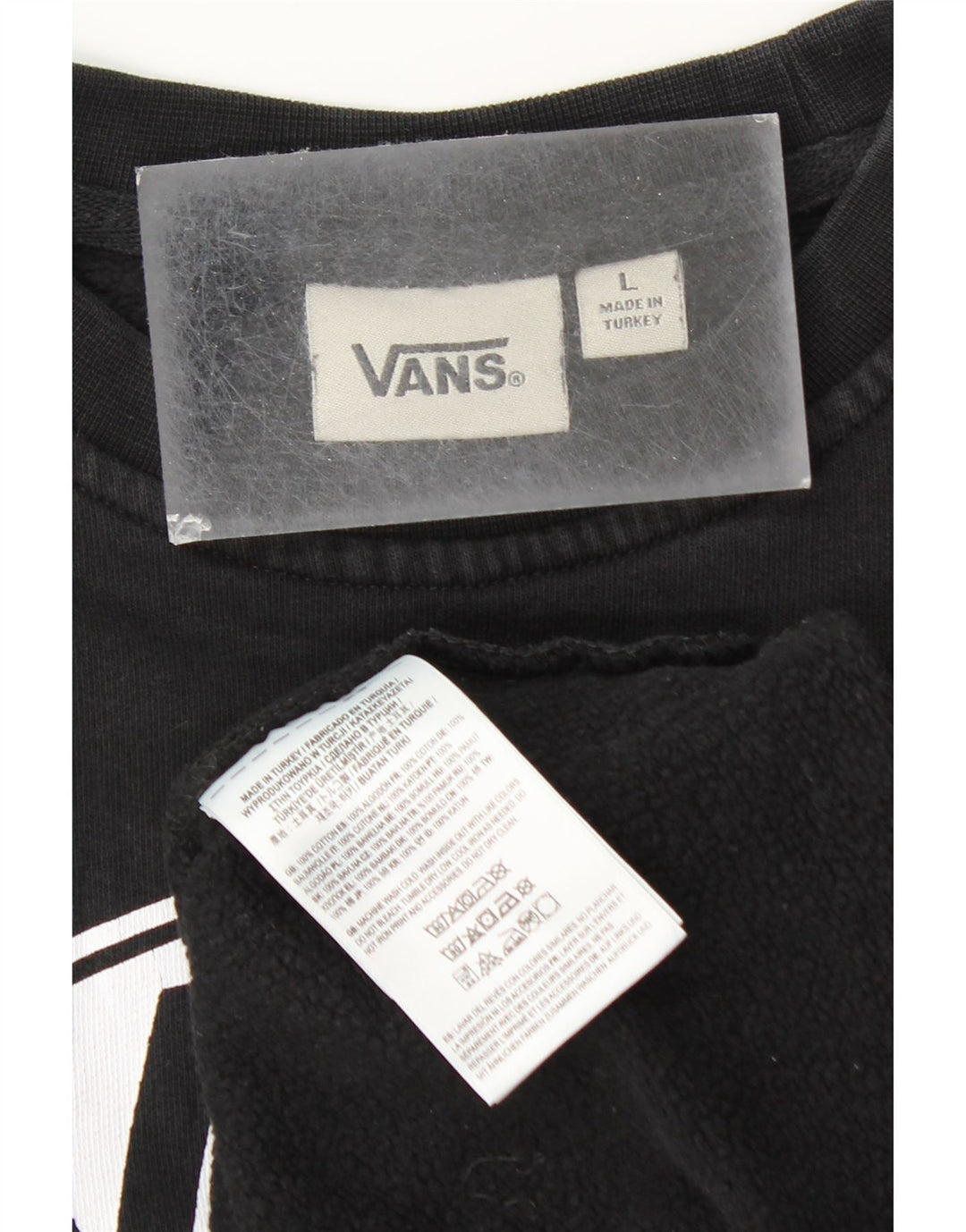 VANS Sweat-shirt graphique pour femme UK 14 Grand coton noir