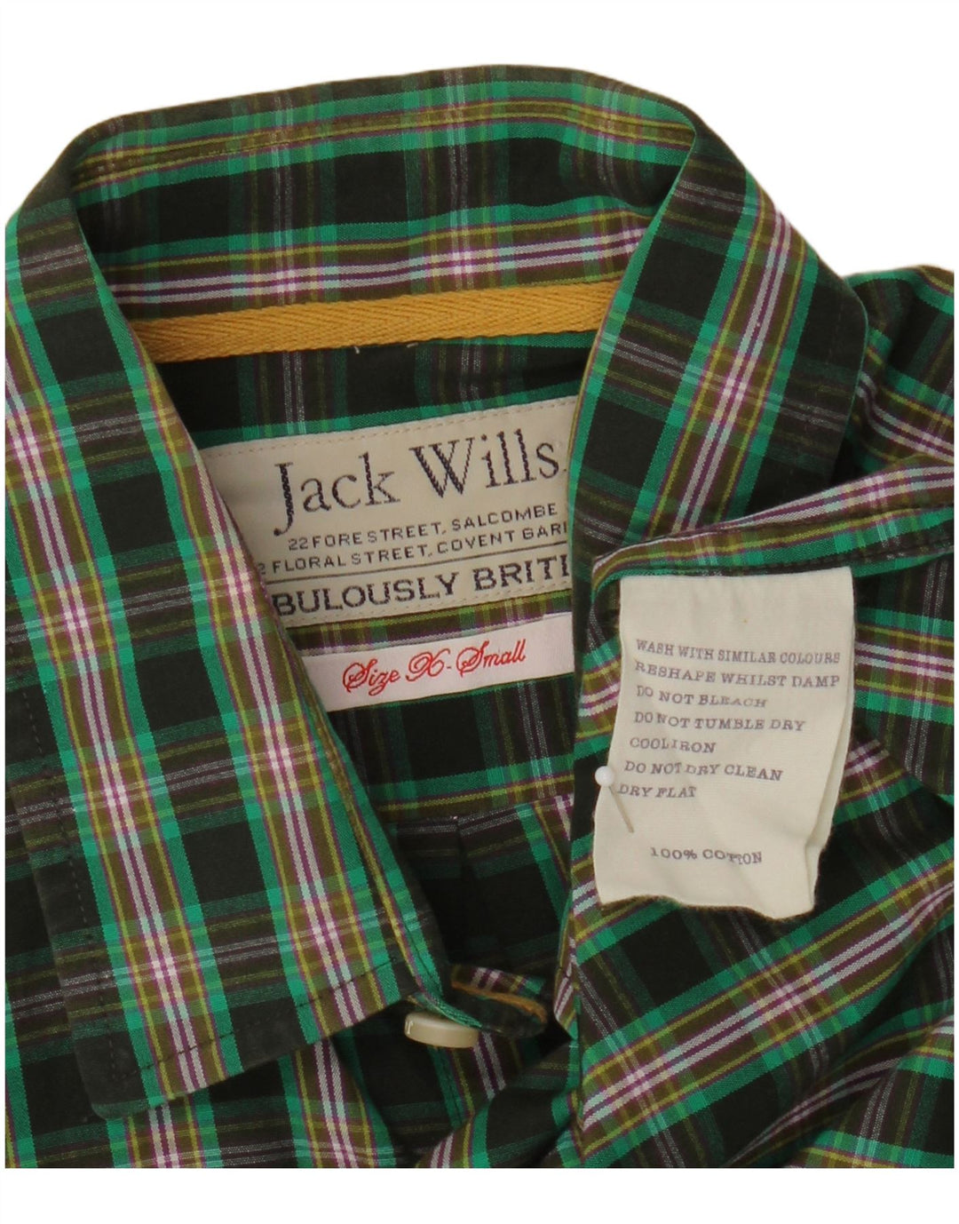 Jack Wills Chemise Homme XS Vert Carreaux Coton