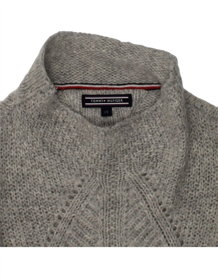 TOMMY HILFIGER Girls Turtle Neck Jumper Sweater 7-8 Years Grey Polyamide | Vintage Tommy Hilfiger | Thrift | Second-Hand Tommy Hilfiger | Used Clothing | Messina Hembry 