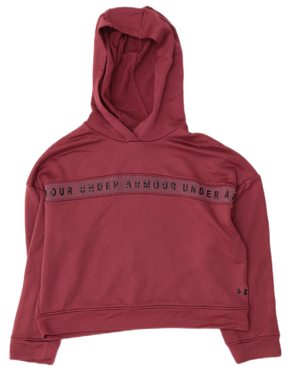 Under Armour Crop Graphic Sweat à capuche pour femme UK 10 Petit Bordeaux