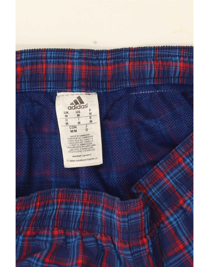 Adidas Short de sport pour homme en polyester à carreaux bleu marine moyen