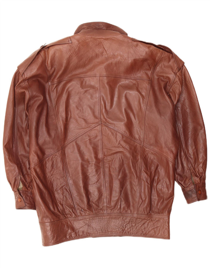 Veste en cuir militaire femme vintage UK 18 XL Marron