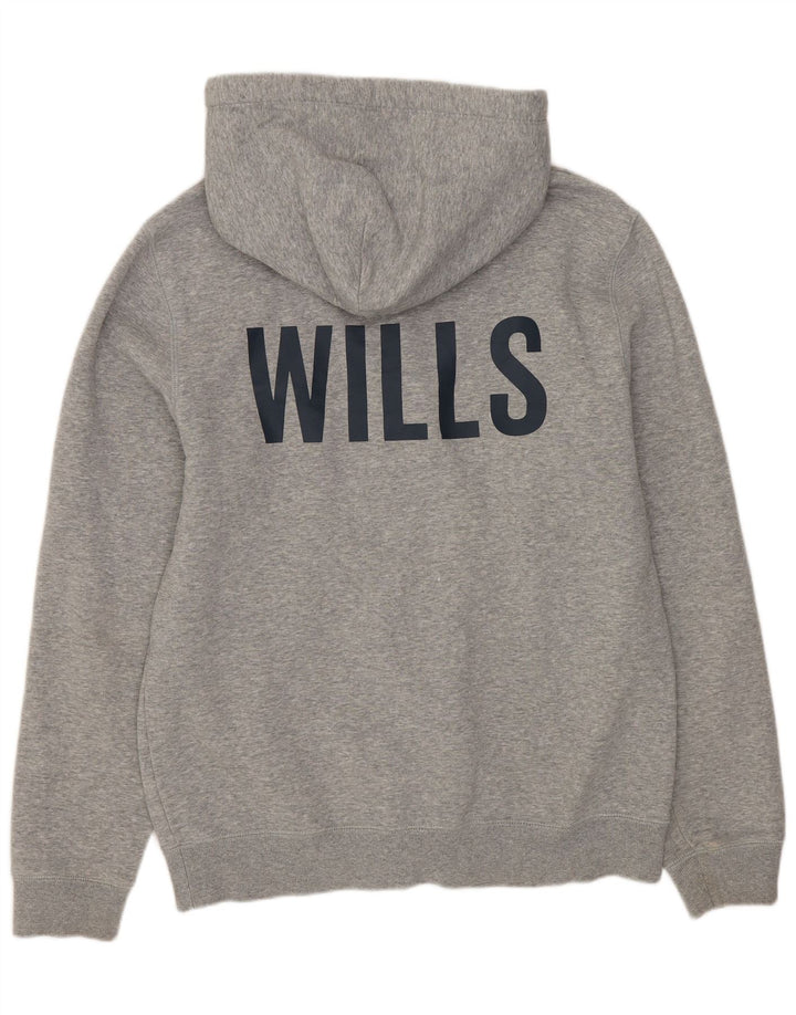Jack Wills Pull à capuche zippé graphique pour femme UK 14 Gris moyen moucheté