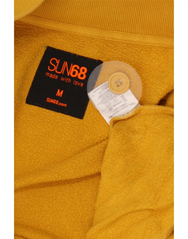 Sun68 Pull à capuche zippé pour homme en coton jaune moyen