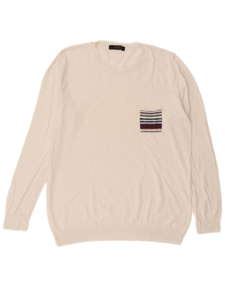 Liu Jo Pull à col rond pour homme Grand Blanc