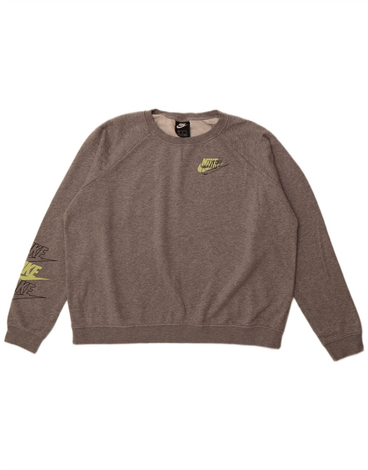 NIKE Mens Graphic Sweatshirt Jumper XL Grey Cotton