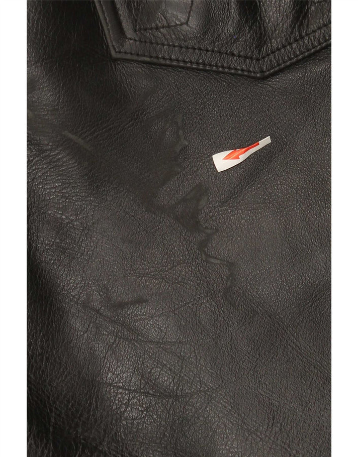 Akito Pantalon en cuir slim pour homme W32 L34 Cuir noir