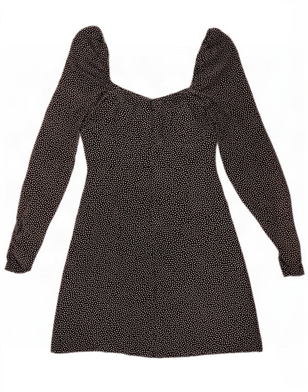 Zara Womens Mini Robe à épaules dénudées UK 6 XS Noir à pois