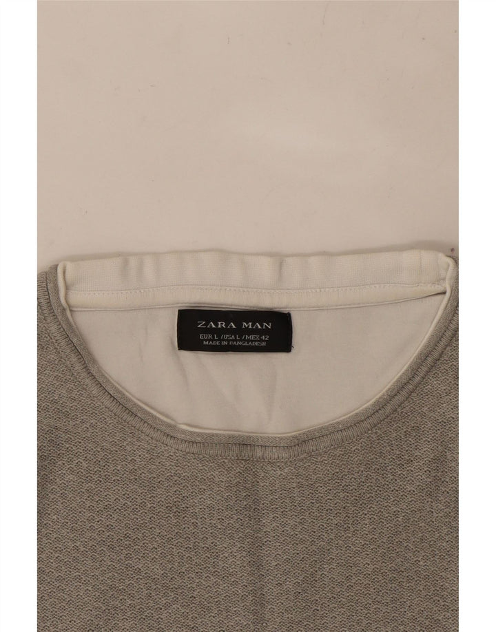 ZARA T-Shirt Homme Haut Large Gris