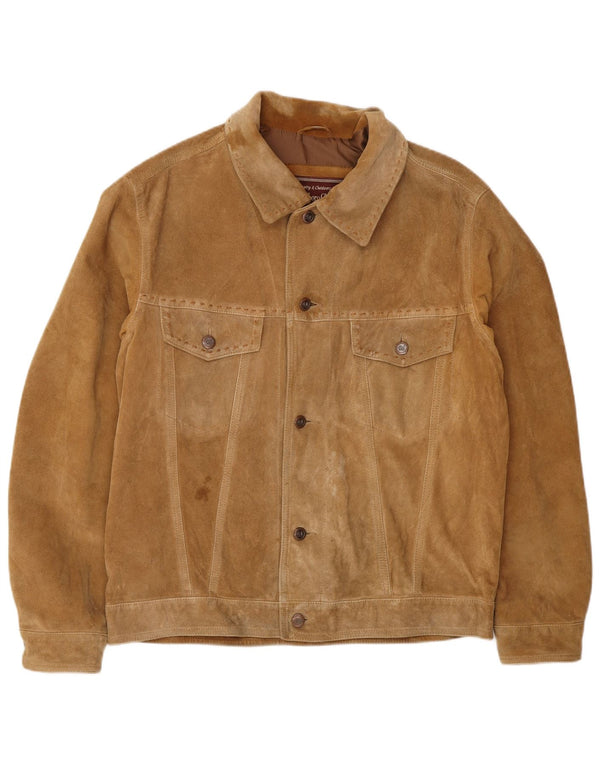 Marlboro Classics Veste en daim pour homme UK 40 Grand cuir beige