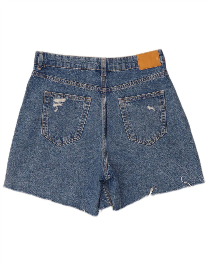 Zara Short en jean taille haute pour femme W30 Bleu moyen