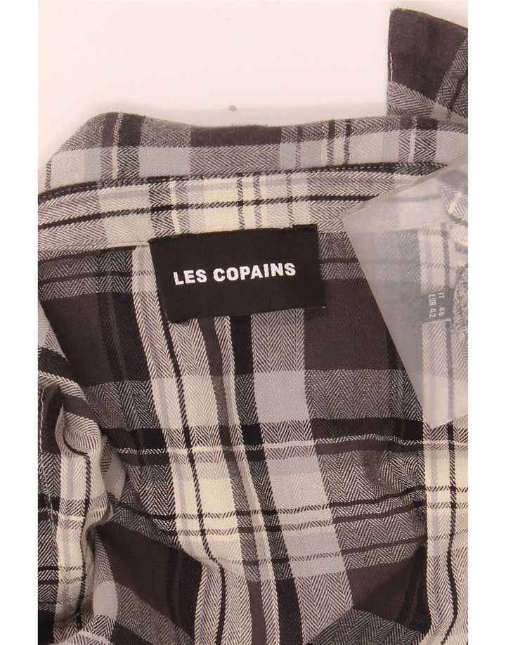 Les Copains Chemise en flanelle à volants sur le devant pour femme IT 46 Grand carreaux gris