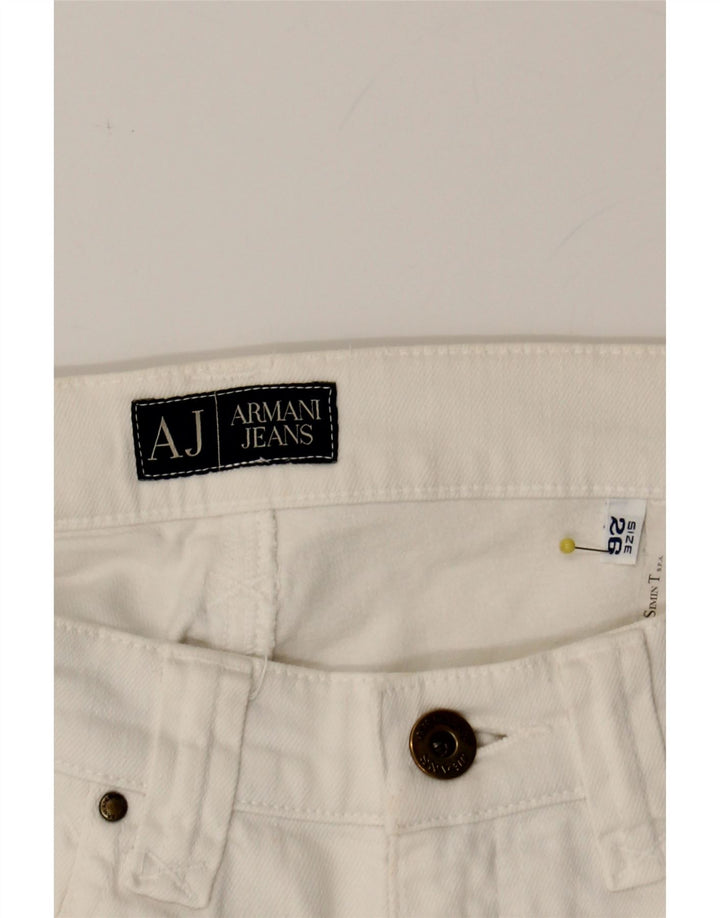 ARMANI Womens Casual Shorts W26 Small  White Cotton Vintage Armani and Second-Hand Armani from Messina Hembry 
