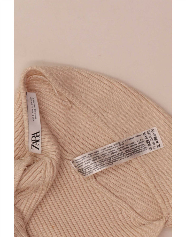 Zara Femme Boléro Top UK 8 Small Beige Viscose