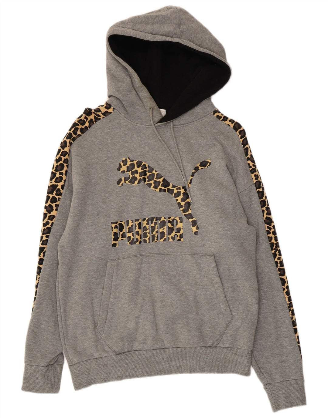 PUMA Pull à capuche graphique surdimensionné pour femme UK 6 XS Gris imprimé animal