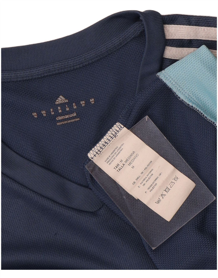 Adidas Hommes Climalite T-Shirt Top Bleu Marine Colorblock Polyester