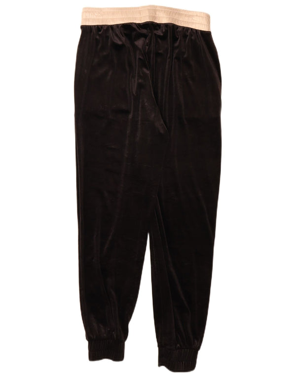 Zara Womens Velour Tracksuit Trousers Joggers UK 8 Small Black Colourblock
