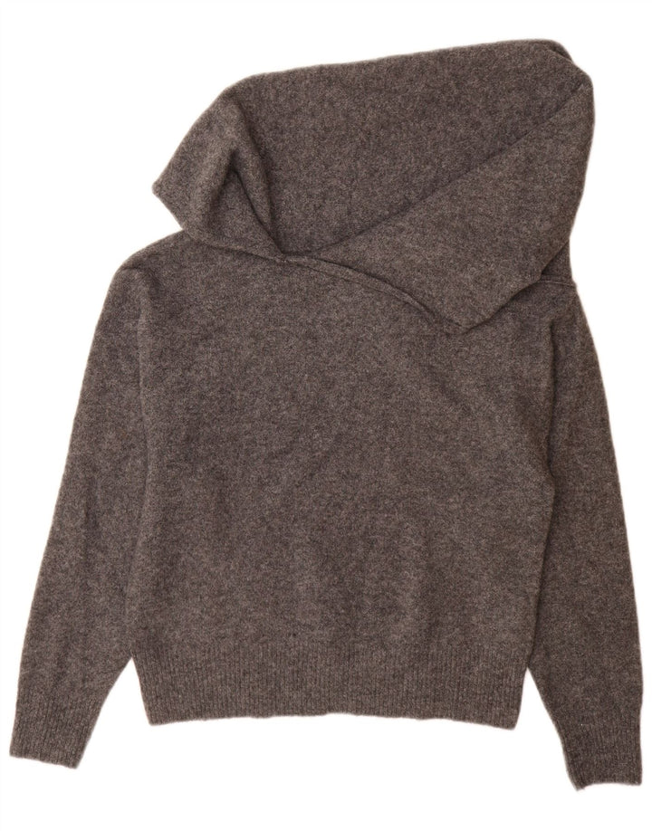 Zara Pull surdimensionné à col châle pour femme UK 10 Petit Gris Polyester