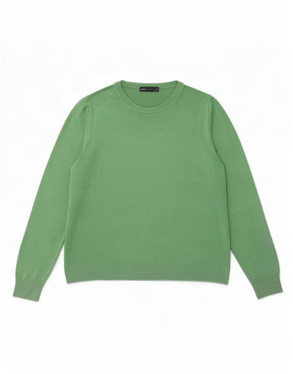 Marks & Spencer Pull ras du cou pour femme UK 22 3XL Vert Acrylique