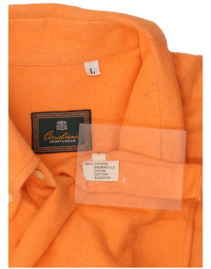 CORNELIANI Chemise Flanelle Homme Large Orange Coton