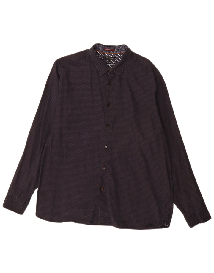 Ted Baker Chemise à motif abstrait pour homme Taille 6 XL Bleu marine en coton à pois