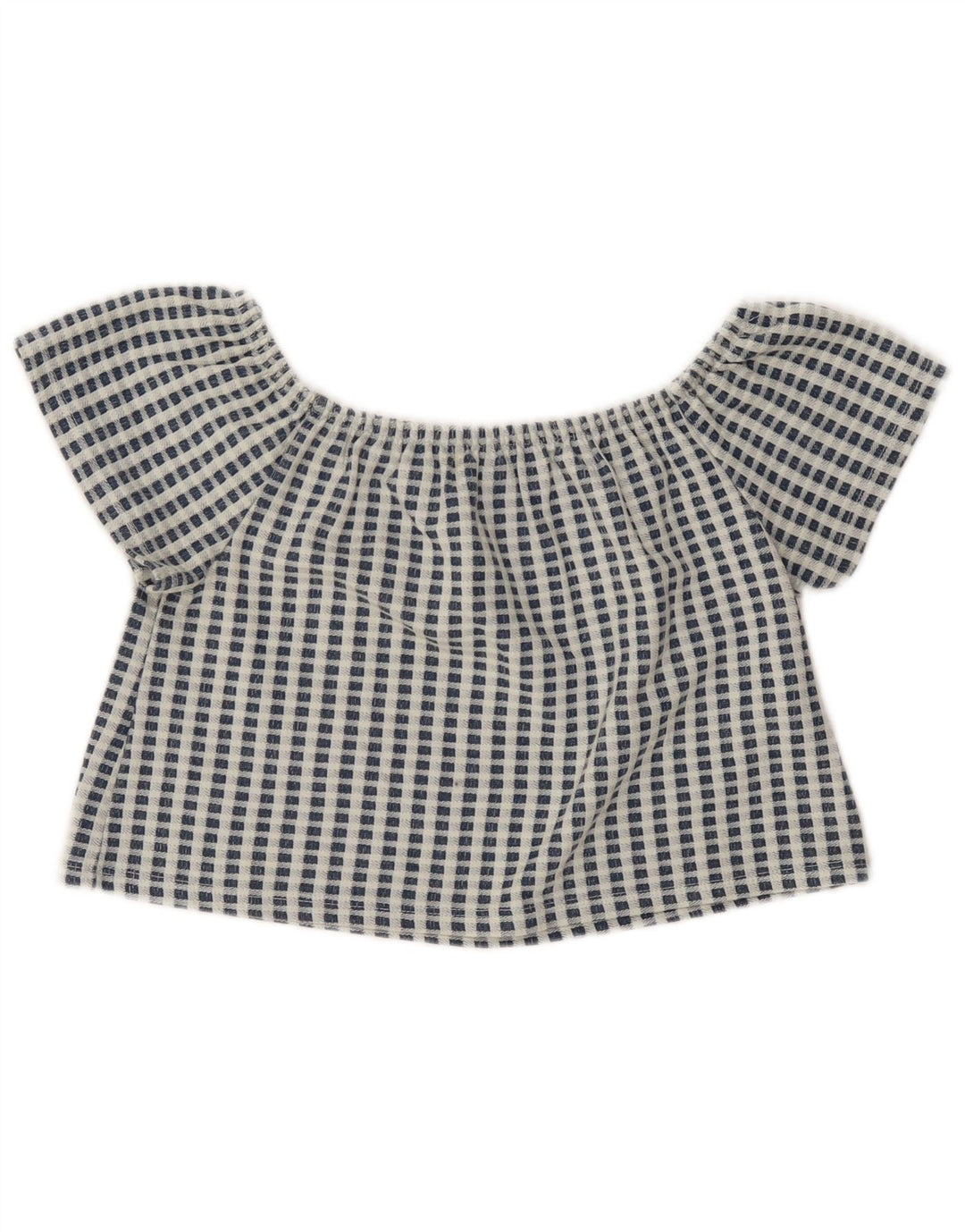 Zara Femmes Trafaluc Crop Top UK 10 Petit Bleu Check Polyester