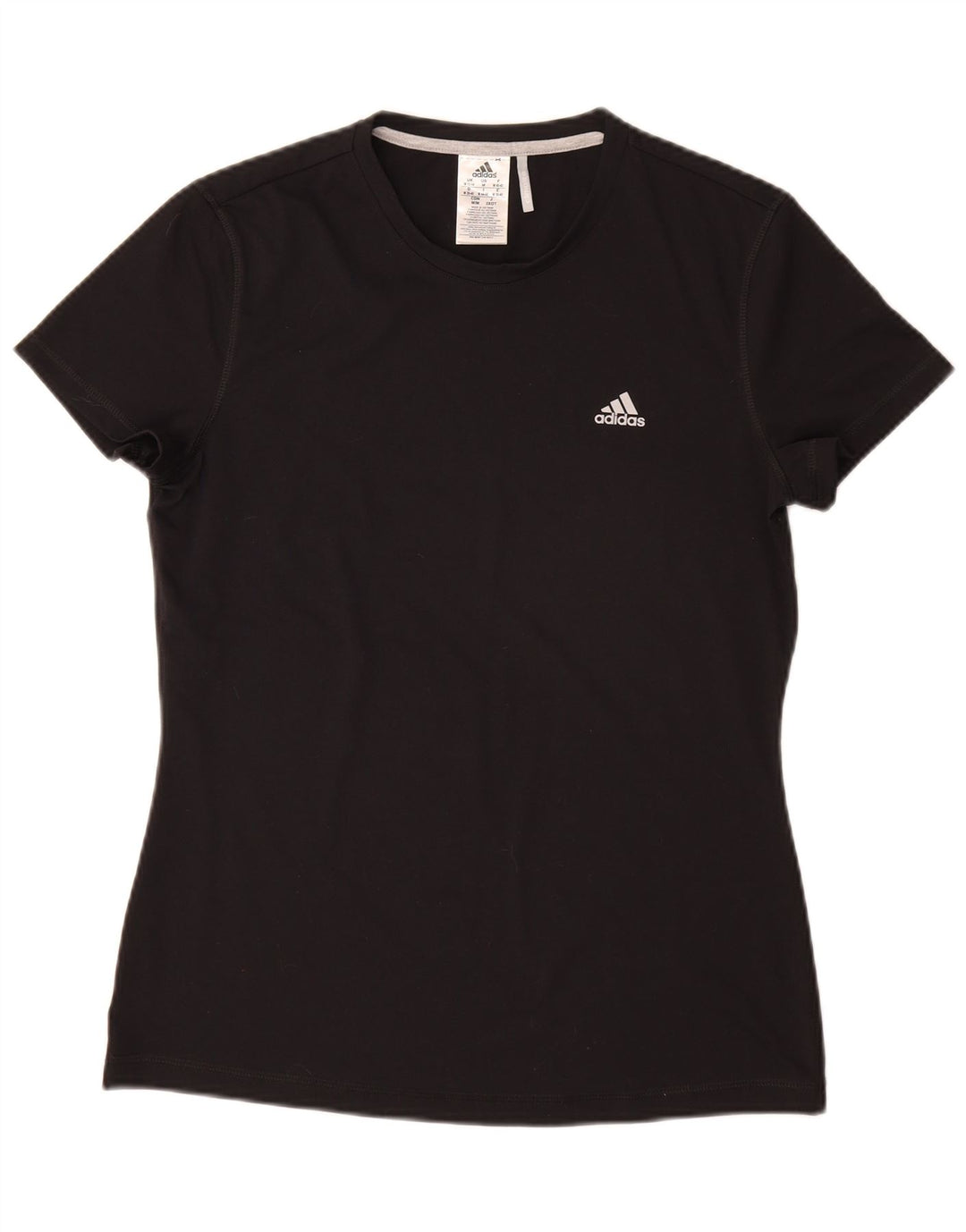 Adidas Climalite T-Shirt Top UK 12/14 Moyen Noir Polyester