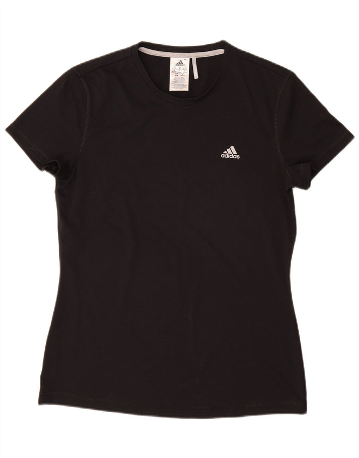 Adidas Climalite T-Shirt Top UK 12/14 Moyen Noir Polyester