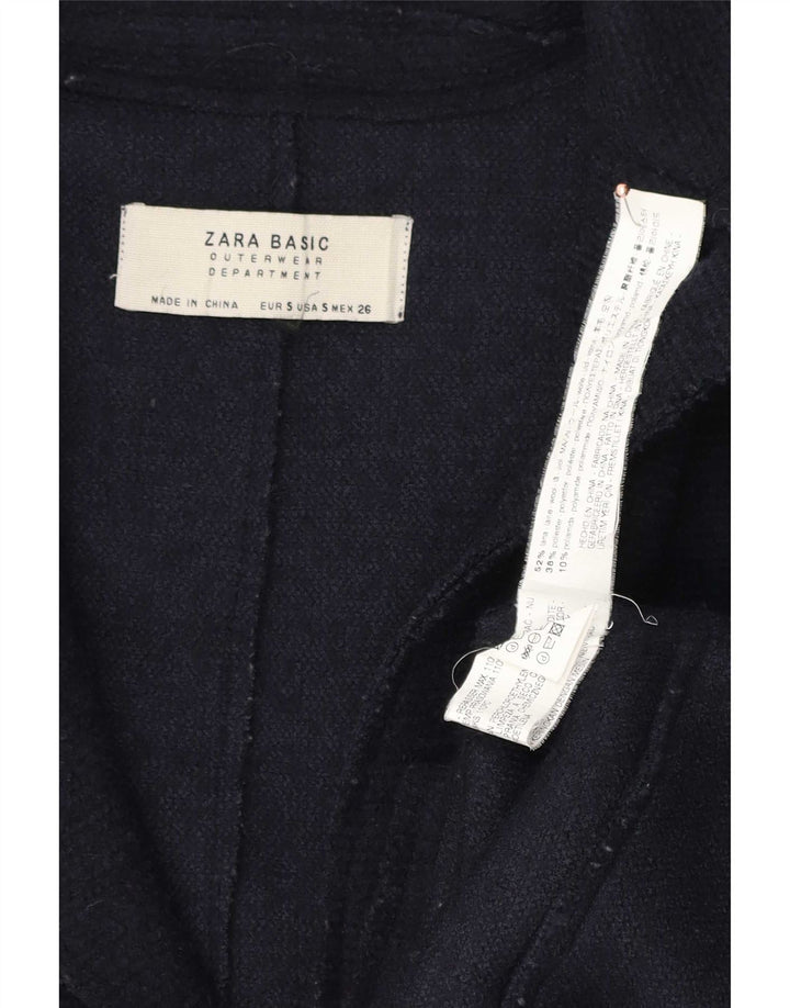 Zara Femme Manteau Oversize UK 10 Petite Laine Bleu Marine
