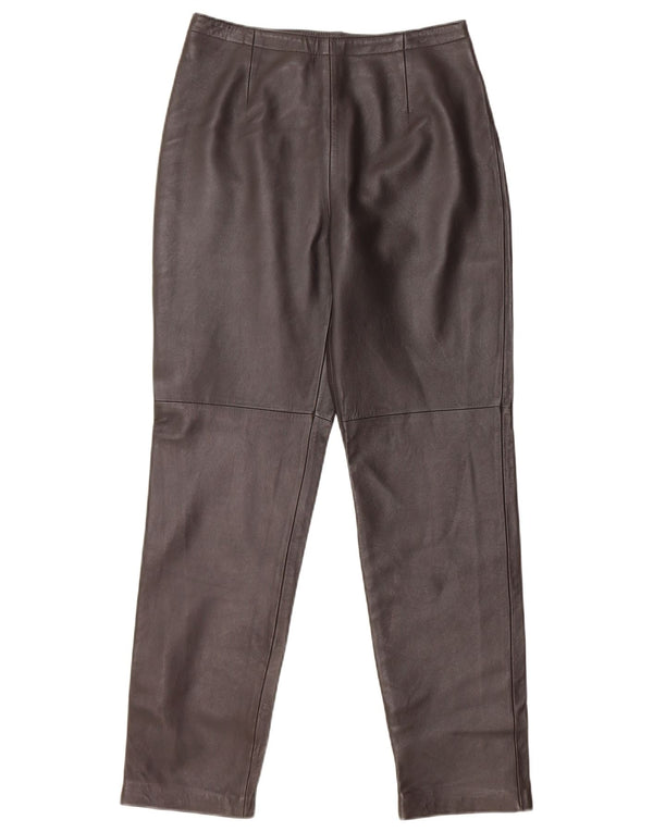 GIANNI Womens Tapered Leather Trousers US 4 Small W26 L28 Brown Leather