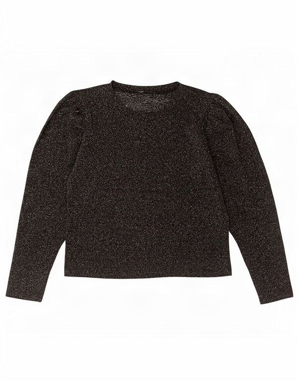 Zara Femme Top Manches Longues UK 12 Moyen Noir