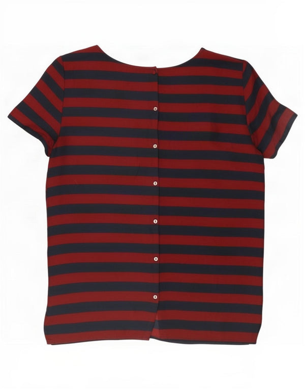 Tommy Hilfiger Womens Blouse Top US 8 Medium Red Striped Polyester