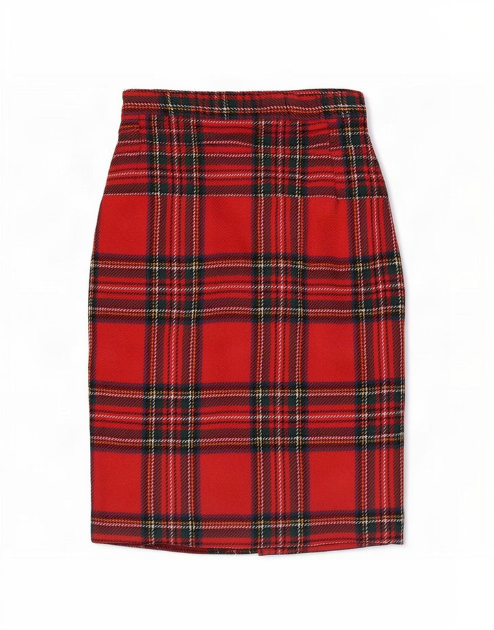 jupe crayon femme vintage W26 Petit Plaid Rouge