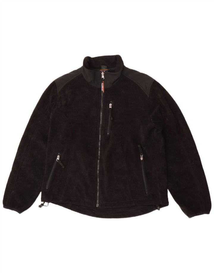 L.L.Bean Veste Polaire Femme UK 16 Grand Noir Colorblock Polyester
