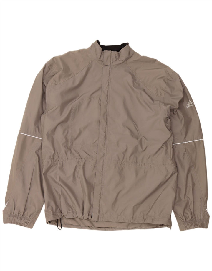 ADIDAS Mens Rain Jacket UK 44/46 Large Grey Polyester