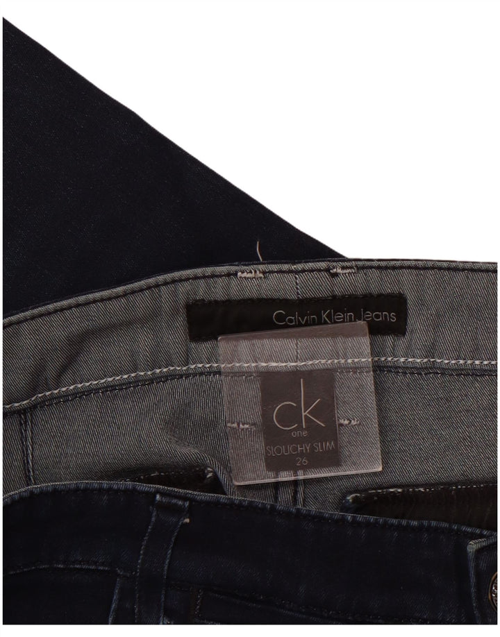 Calvin Klein Jean slim court ample W26 L25 pour femme Bleu marine