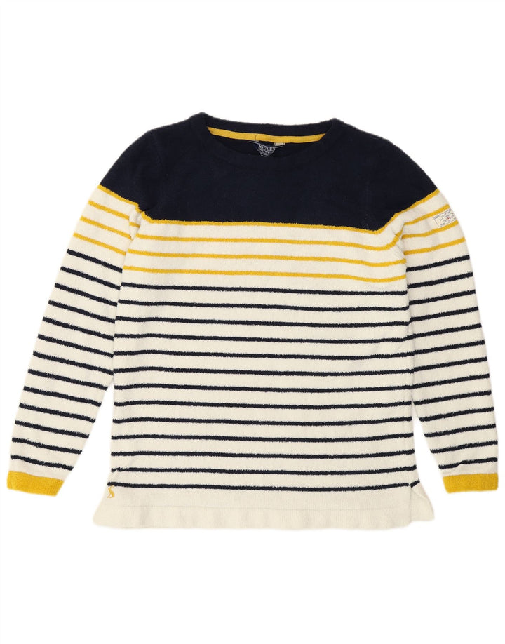 Joules Pull Polaire Femme UK 12 Medium Blanc Rayé Polyester
