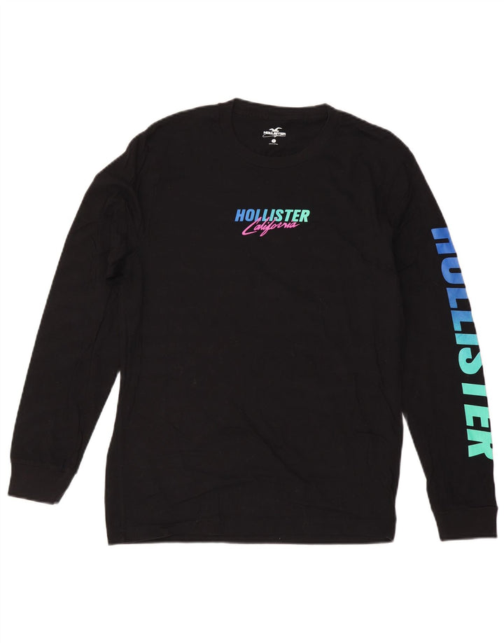 HOLLISTER Haut graphique à manches longues pour femme UK 10 Small Noir Coton