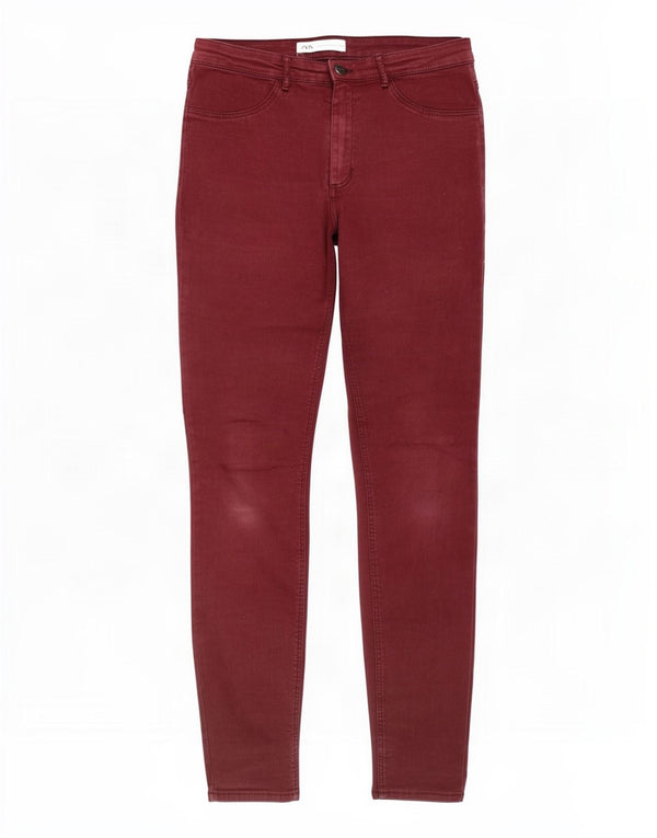 Zara Womens Skinny Casual Trousers EU 40 Medium W30 L29 Burgundy Cotton