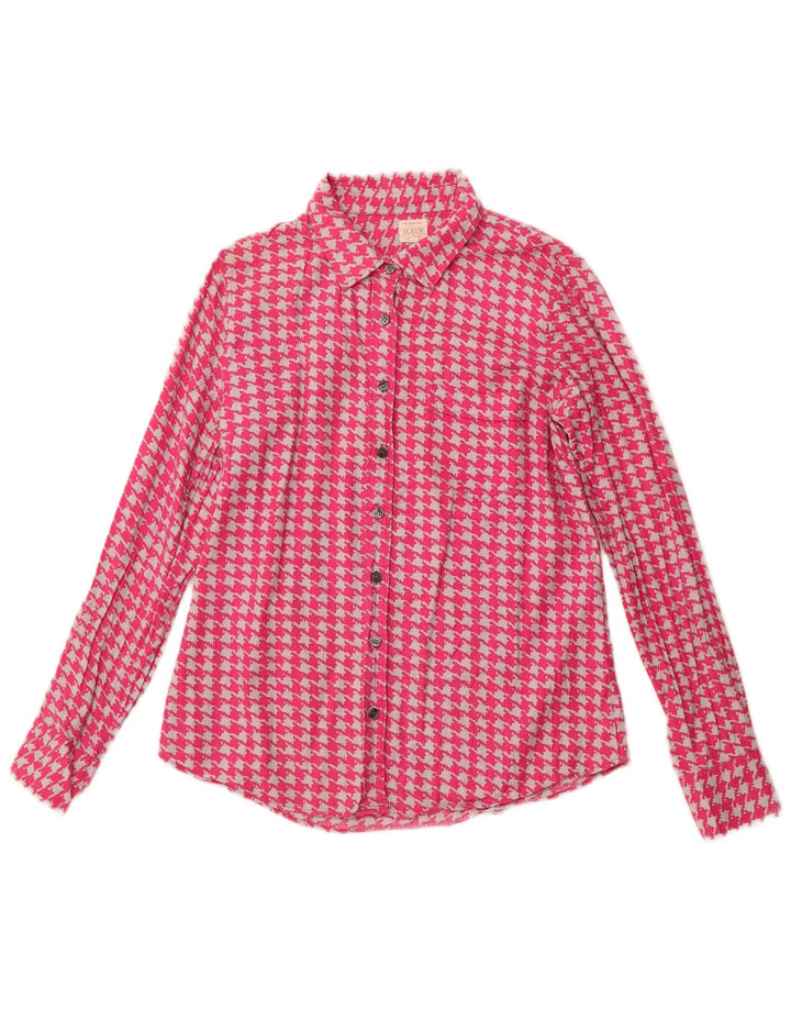 J. CREW Chemise en flanelle pour femme UK 10 Petit coton pied-de-poule rose